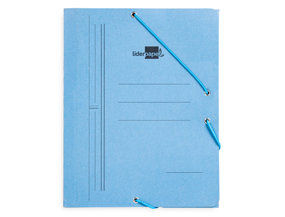CARPETA LIDERPAPEL GOMAS TRES SOLAPAS CARTON PINTADO CUARTO COLOR AZUL