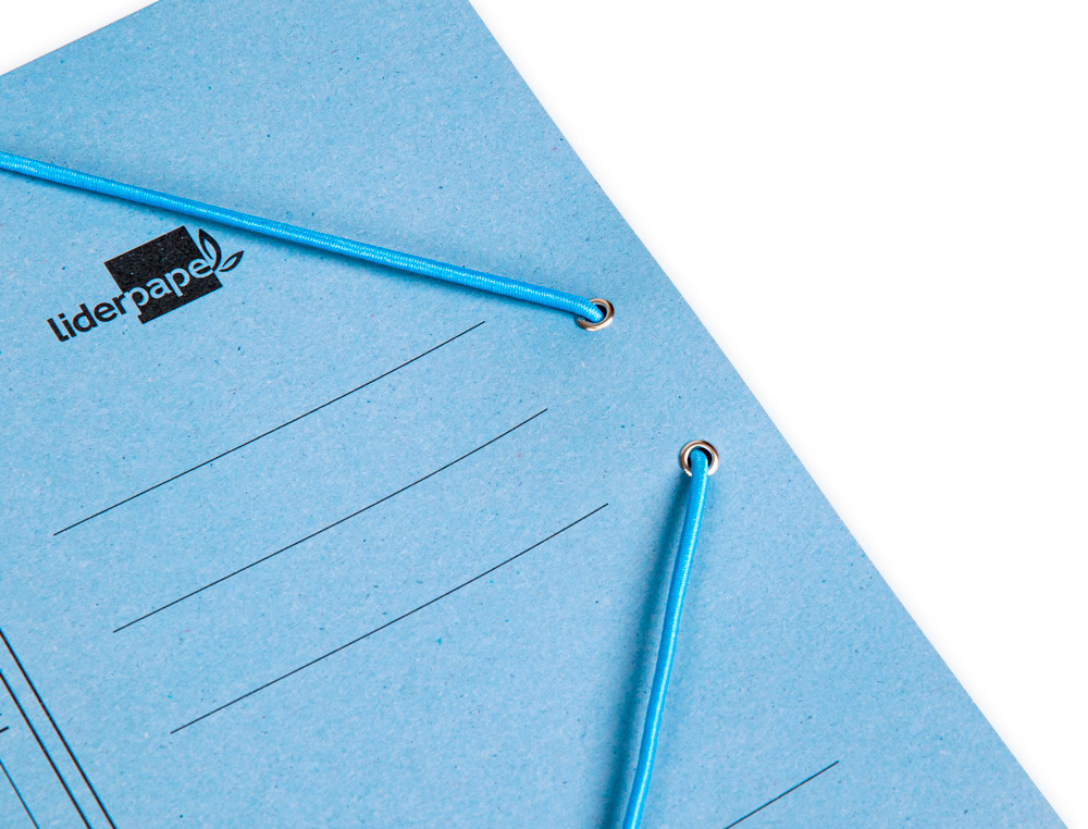 CARPETA LIDERPAPEL GOMAS TRES SOLAPAS CARTON PINTADO CUARTO COLOR AZUL