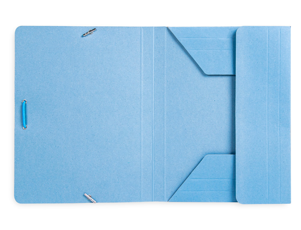 CARPETA LIDERPAPEL GOMAS TRES SOLAPAS CARTON PINTADO CUARTO COLOR AZUL