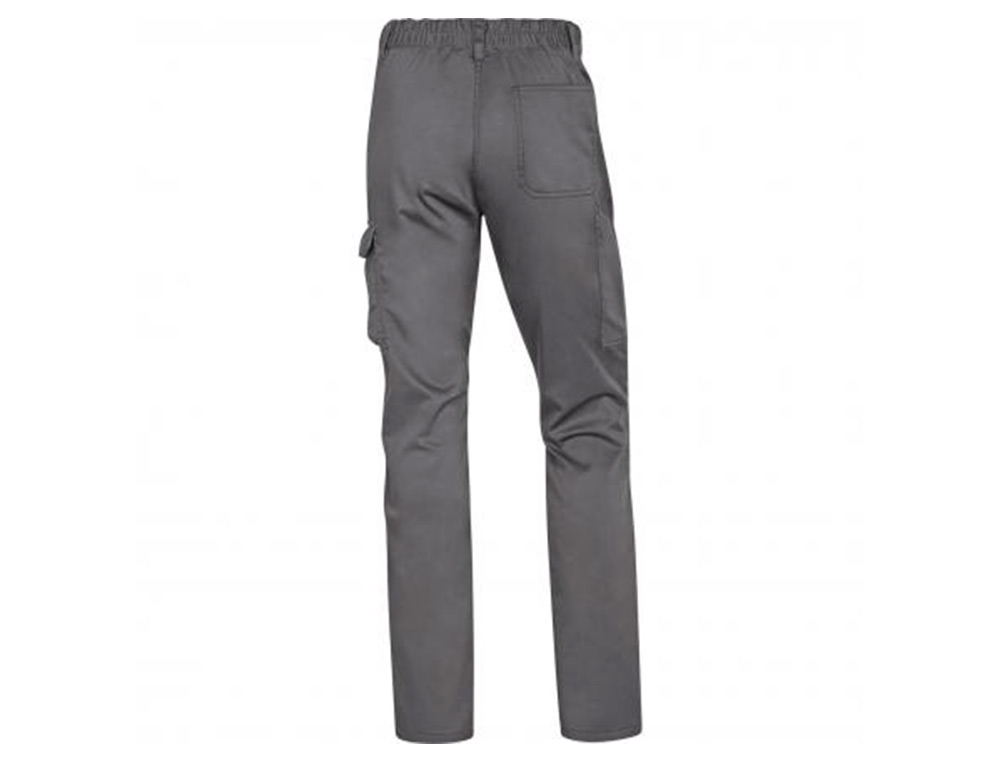 PANTALON DE TRABAJO DELTAPLUS CINTURA ELASTICA 5 BOLSILLOS COLOR GRIS / NEGRO TALLA M