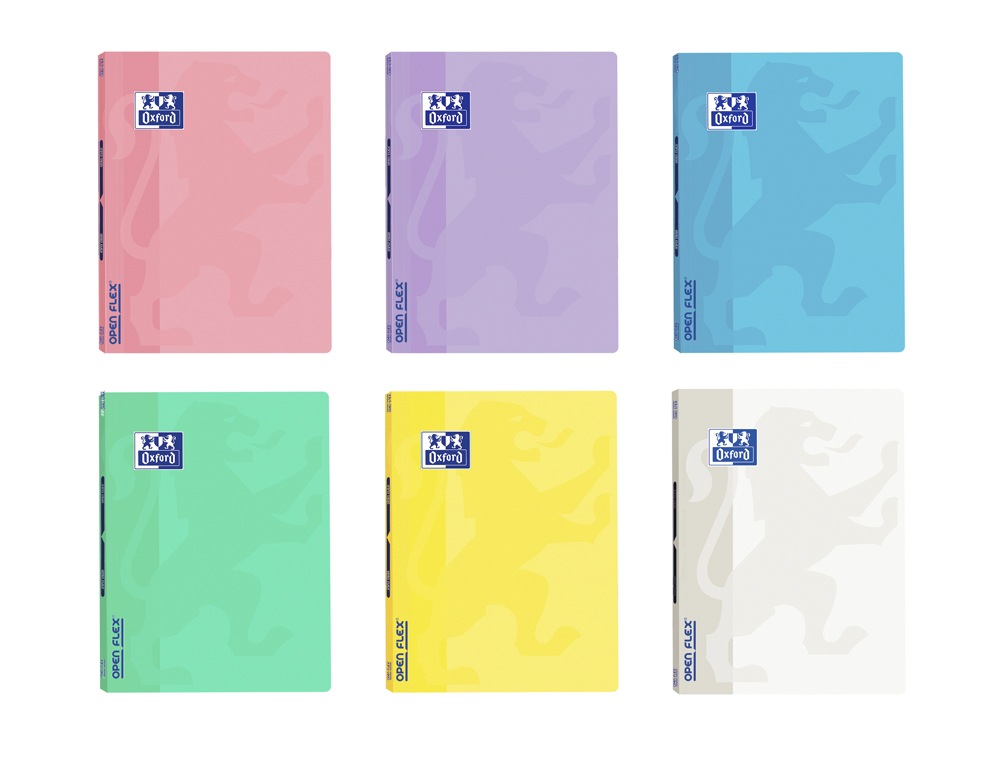 LIBRETA GRAPADA OXFORD OPENFLEX TAPA PLASTICO DIN A4 48 HOJAS HORIZONTAL COLORES PASTEL SURTIDOS