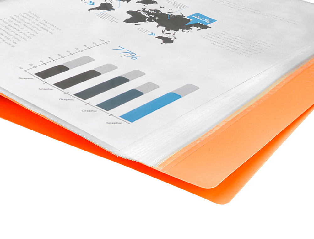 CARPETA LIDERPAPEL ESCAPARATE 60 FUNDAS POLIPROPILENO DIN A4 NARANJA FLUOR OPACO