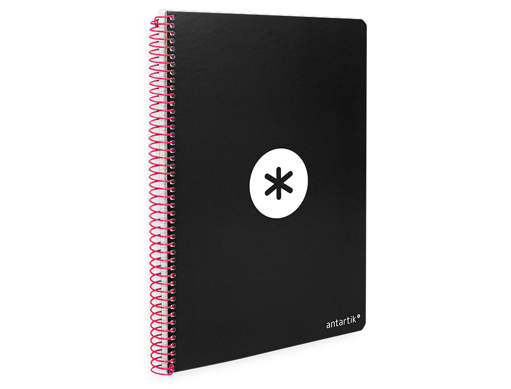 CUADERNO ESPIRAL A4 ANTARTIK TAPA DURA 80H 90GR CUADRO 4MM CON MARGEN COLOR NEGRO