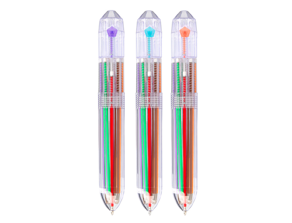 BOLIGRAFO LIDERPAPEL 10 EN 1 CUERPO TRANSPARENTE 10 COLORES 1 MM RETRACTIL