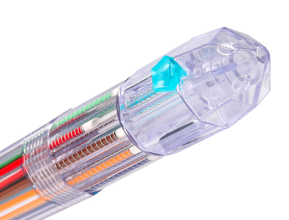 BOLIGRAFO LIDERPAPEL 10 EN 1 CUERPO TRANSPARENTE 10 COLORES 1 MM RETRACTIL