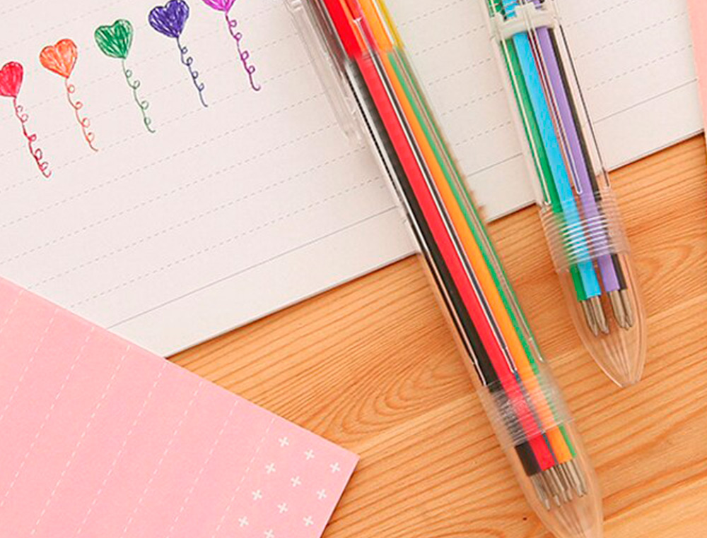 BOLIGRAFO LIDERPAPEL 10 EN 1 CUERPO TRANSPARENTE 10 COLORES 1 MM RETRACTIL