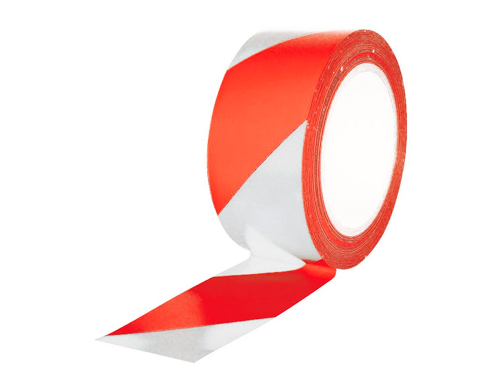CINTA ADHESIVA Q-CONNECT DE SEGURIDAD ROJO Y BLANCO 20 MT X 48 MM