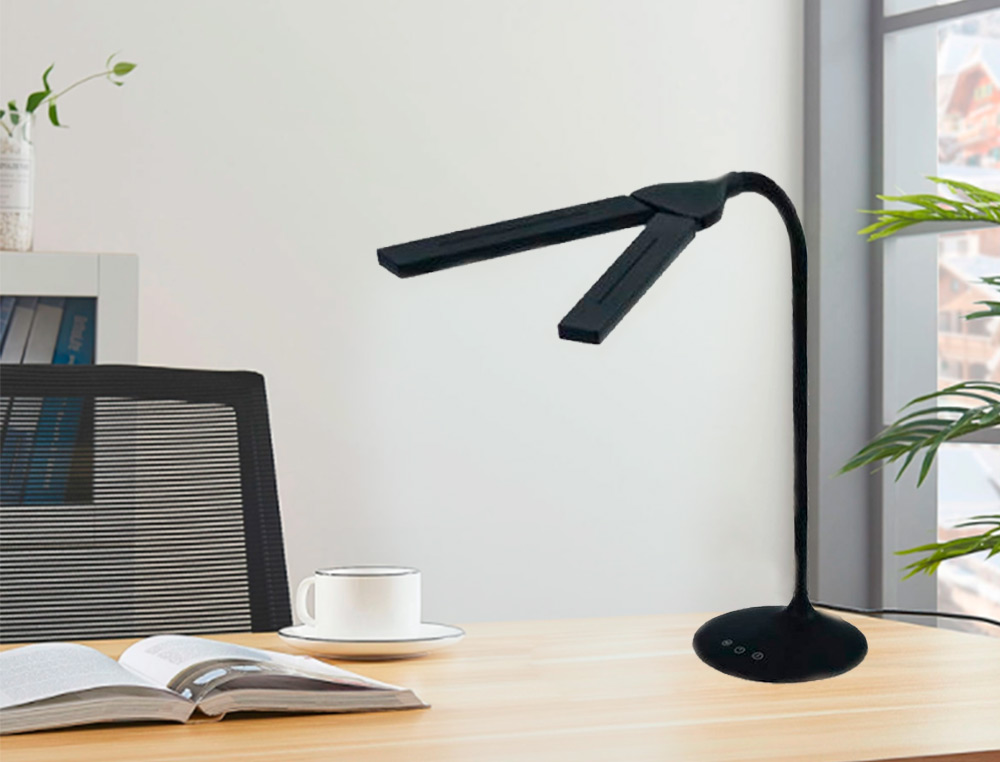 LAMPARA DE OFICINA ARCHIVO 2000 INALAMBRICA RECARGABLE 2 CABEZALES MOVILES LED 6W ABS COLOR NEGRO 180X340X360 MM