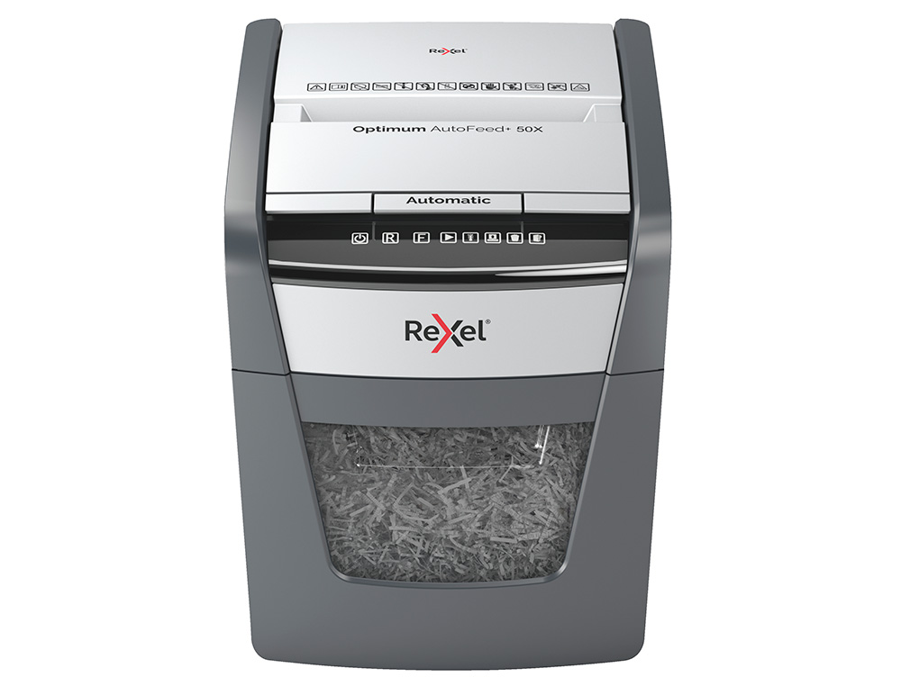 DESTRUCTORA DE DOCUMENTOS REXEL OPTIMUM AUTOFEED+ 50X EU CAPACIDAD DE CORTE 50 HOJAS DESTRUYE GRAPAS Y CLIPS