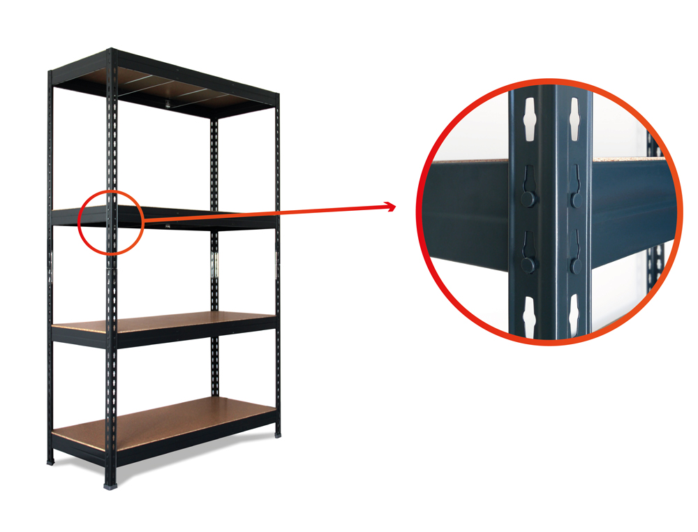 ESTANTERIA METALICA AR STOCKER 200X200X70 CM 4 ESTANTES 450 KG POR ESTANTE BANDEJA DE MADERA SIN TORNILLOS