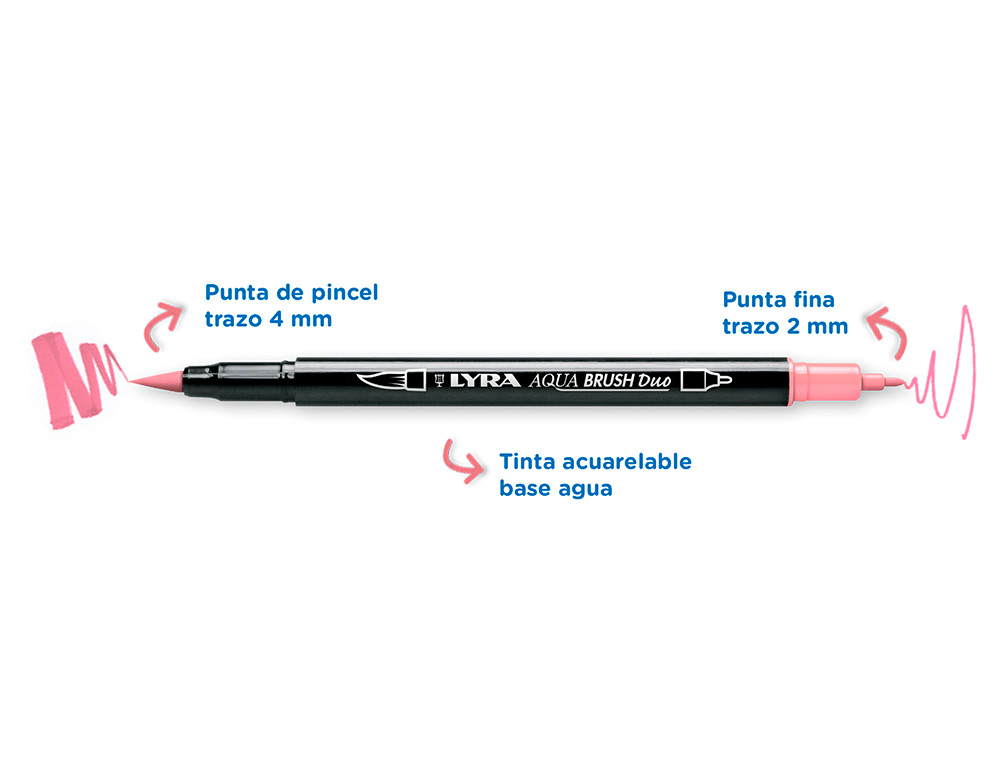 ROTULADOR LYRA AQUA BRUSH ACUARELABLE DOBLE PUNTA Y PINCEL TONOS PASTEL BLISTER DE 6 UNIDADES SURTIDAS
