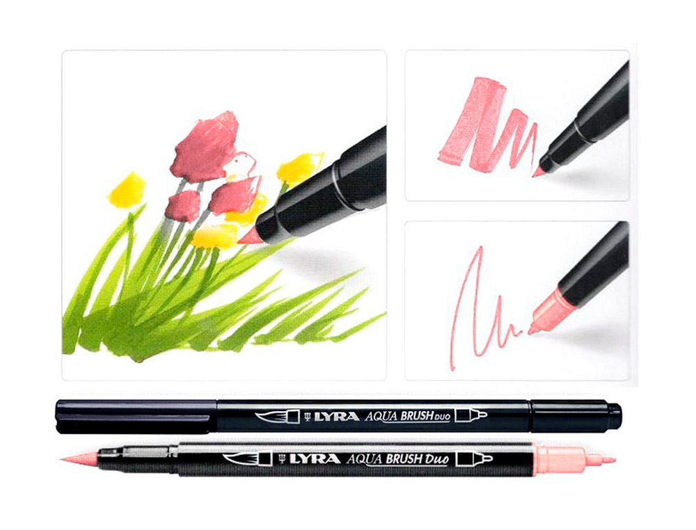 ROTULADOR LYRA AQUA BRUSH ACUARELABLE DOBLE PUNTA Y PINCEL TONOS PASTEL BLISTER DE 6 UNIDADES SURTIDAS