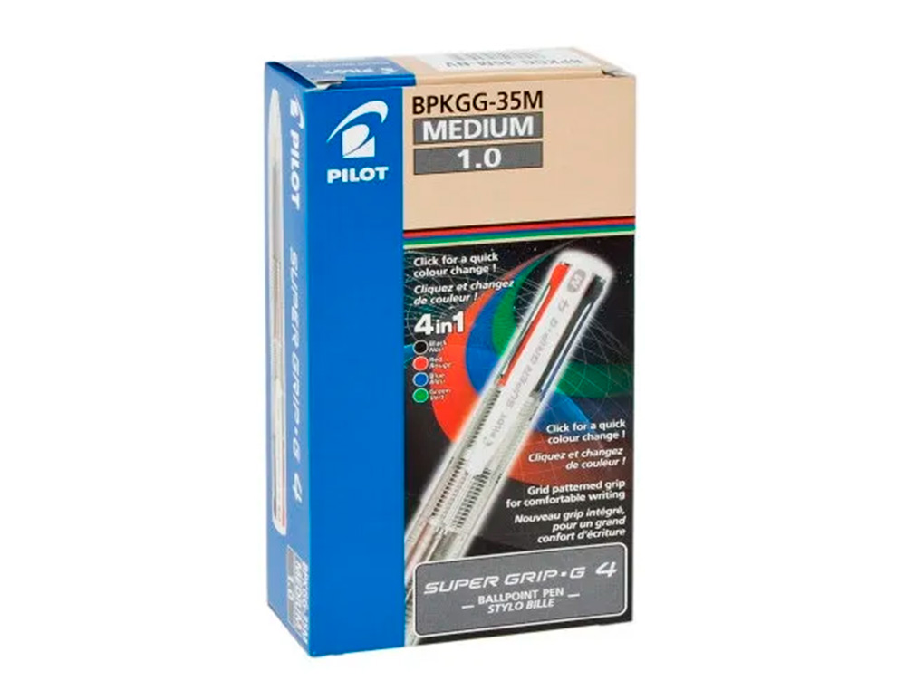BOLIGRAFO PILOT SUPER GRIP G 4 COLORES RETRACTIL SUJECION DE CAUCHO TINTA BASE DE ACEITE CUERPO COLOR ROSA