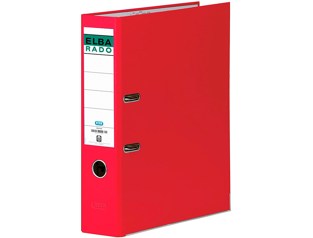 ARCHIVADOR DE PALANCA ELBA CHIC CARTON FORRADO PVC CON RADO DIN A4 LOMO DE 80 MM ROJO