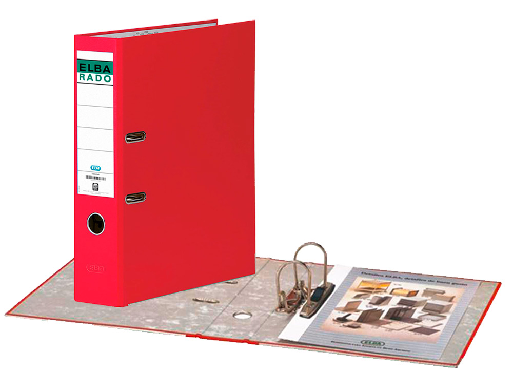ARCHIVADOR DE PALANCA ELBA CHIC CARTON FORRADO PVC CON RADO DIN A4 LOMO DE 80 MM ROJO