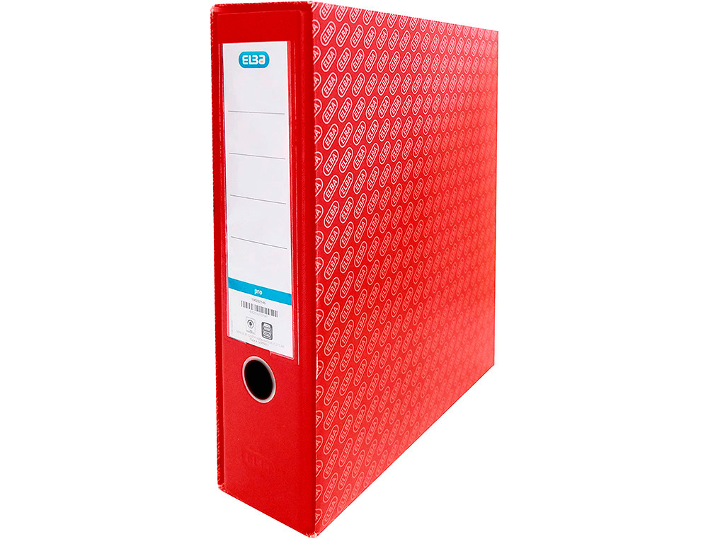 CAJA ARCHIVADOR DE PALANCA CARTON FORRADO ELBA DIN A4 LOMO 85 MM ROJO