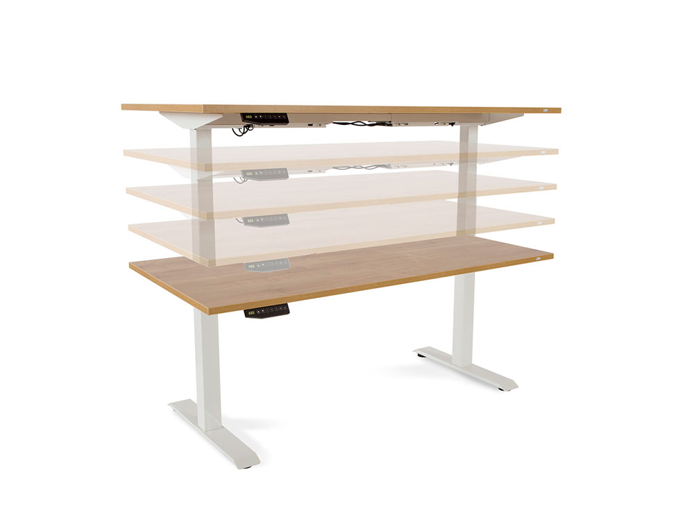 MESA ROCADA REGULABLE EN ALTURA ELECTRICAMENTE HASTA 129 CM ESTRUCTURA DE ACERO TABLERO 180 CM COLOR GRIS
