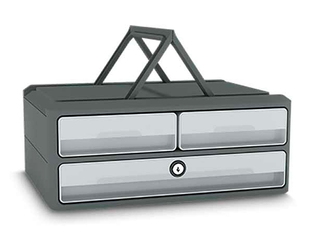 FICHERO CAJONES DE SOBREMESA CEP MOOV UP RECICLADO 80% CON CERRADURA RECICLADO 80% 3 CAJONES COLOR GRIS