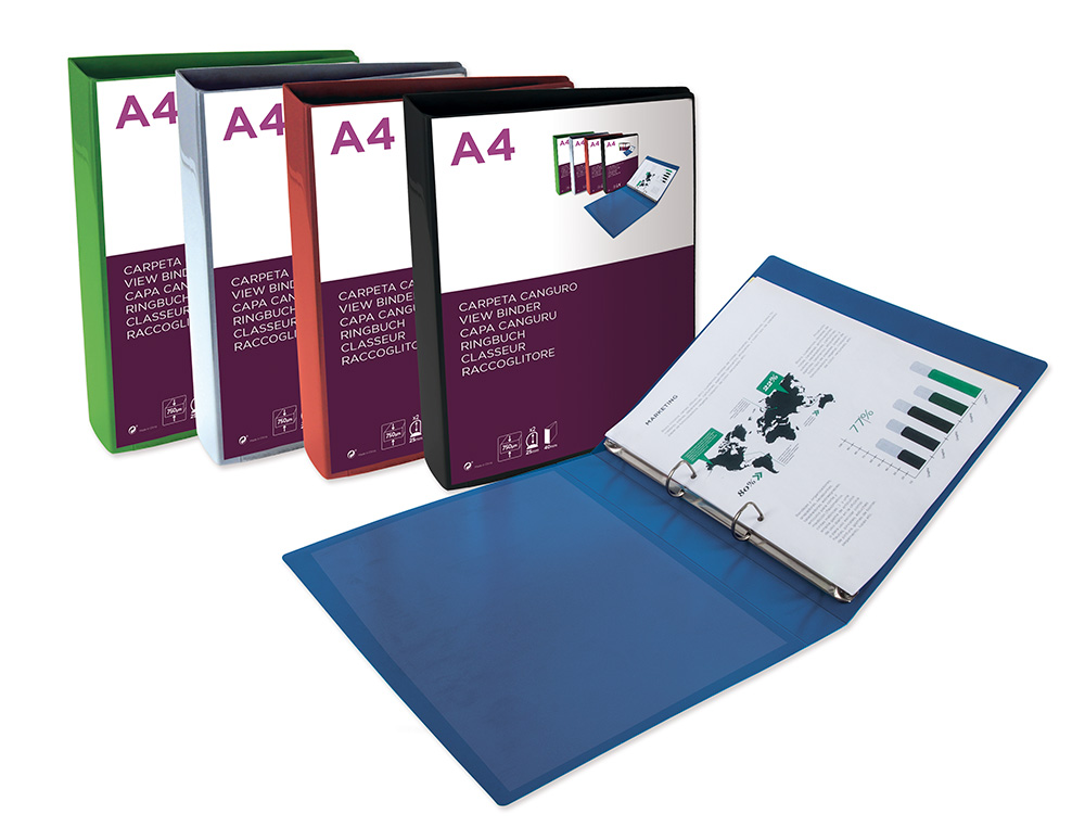 CARPETA LIDERPAPEL CANGURO 2 ANILLAS 25 MM MIXTAS POLIPROPILENO DIN A4 TRANSPARENTE
