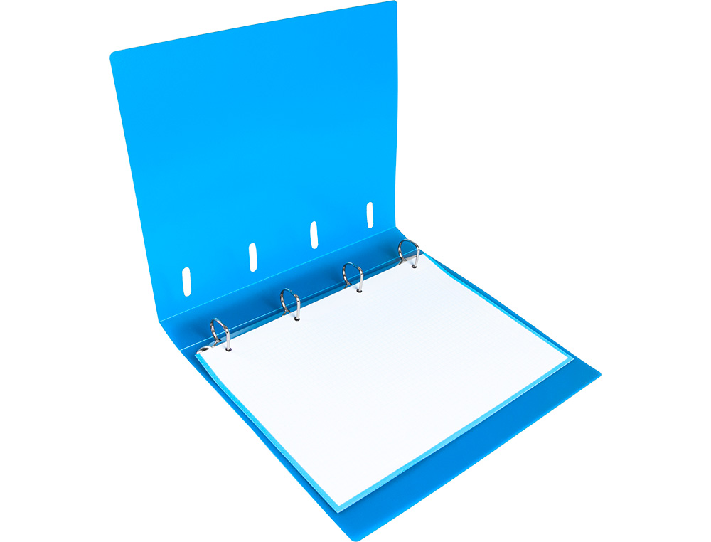 CARPETA CON RECAMBIO LIDERPAPEL A4 CUADRO 5MM 100 HOJAS 80G POLIPROPILENO 4 ANILLAS MIXTAS 25MM AZUL