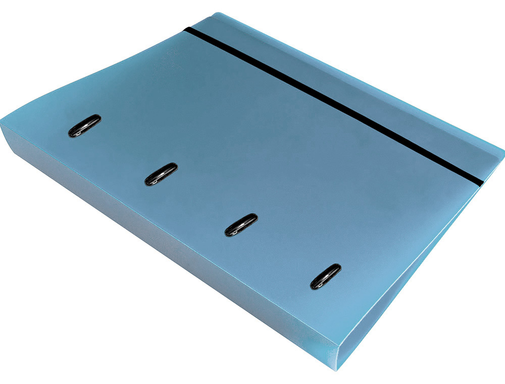 CARPETA CON RECAMBIO LIDERPAPEL A4 CUADRO 5MM 100 HOJAS 80G POLIPROPILENO 4 ANILLAS MIXTAS 25MM CELESTE