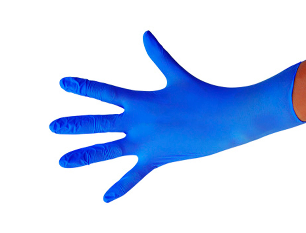 GUANTES DE NITRILO DESECHABLE SENSITIVE SIN POLVO TALLA M MEDIANA COLOR AZUL CAJA DE 100 UNIDADES