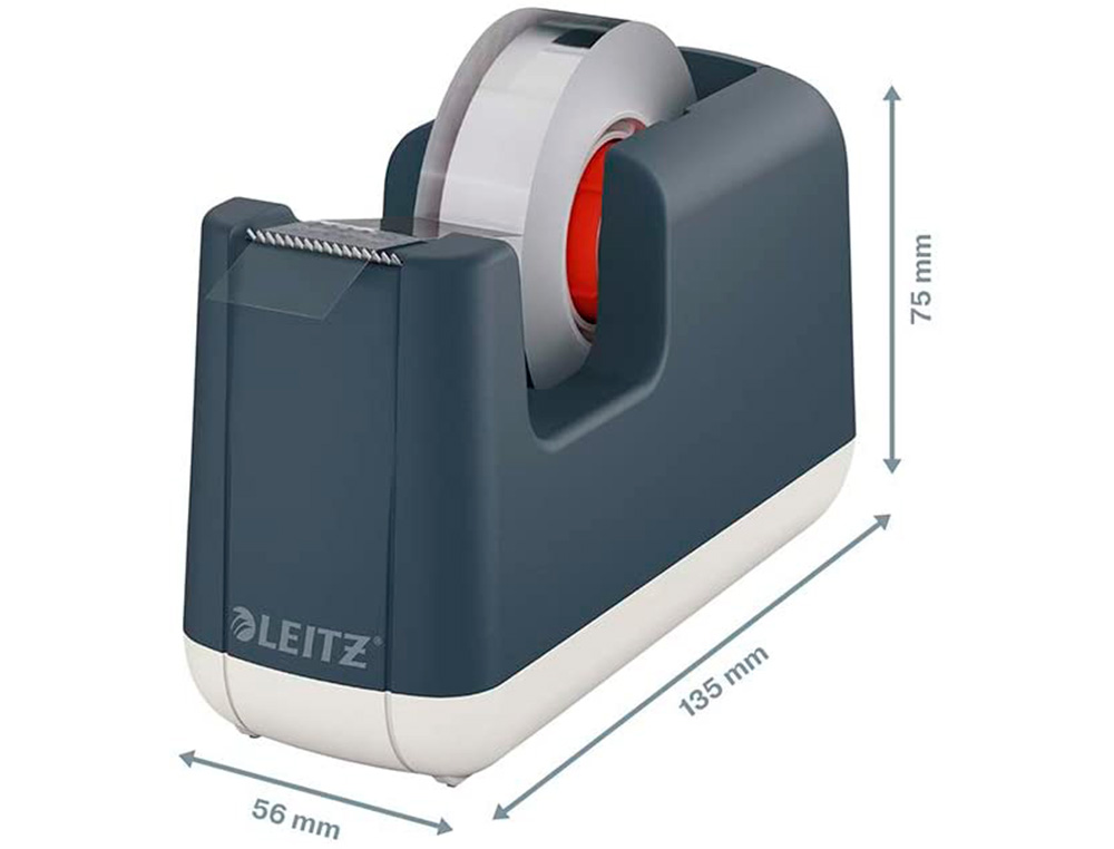 PORTARROLLO SOBREMESA LEITZ COSY PLASTICO PARA CINTAS 33 MT COLOR GRIS