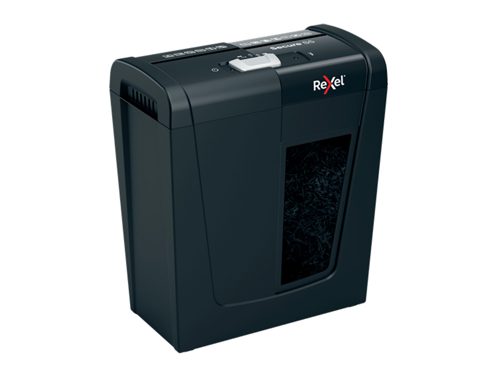 DESTRUCTORA DE DOCUMENTOS REXEL SECURE S5 EU CAPACIDAD 5 HOJAS GRAPAS CLIPS TARJETAS Y CD PAPELERA 10 L