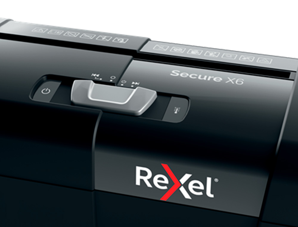 DESTRUCTORA DE DOCUMENTOS REXEL SECURE X6 EU CAPACIDAD 6 HOJAS GRAPAS CLIPS TARJETAS Y CD