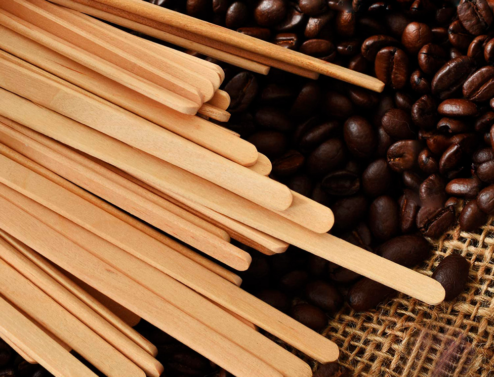PALETINA AGITADORA DE MADERA 14 CM PARA EL CAFE CON FUNDA INDIVIDUAL BOLSA DE 1000 UNIDADES