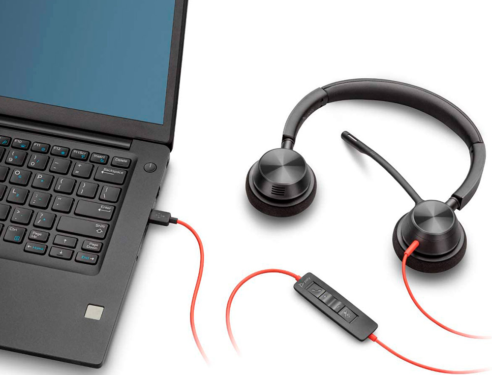 AURICULAR PLANTRONICS BLACKWIRE 3320 DIADEMA CABLE USB-C/A CON MICROFONO CERT. MICROSOFT TEAMS