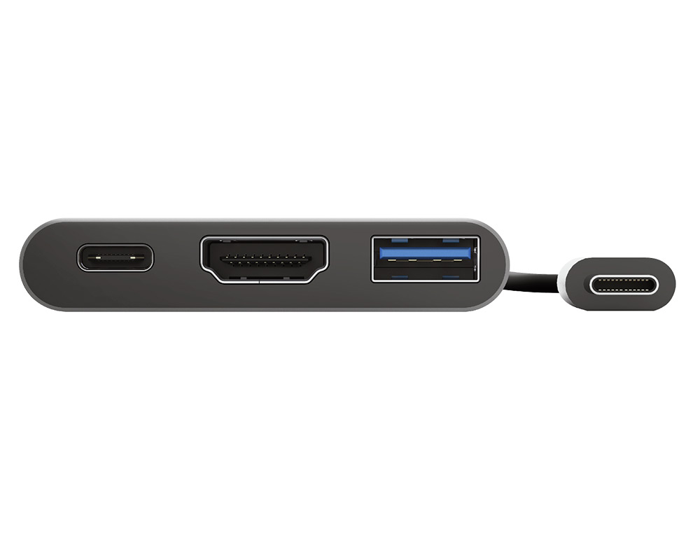 ADAPTADOR TRUST DALYX 3 EN 1 MULTIPUERTO USB-C / USB-A USB-C HDMI 2.0 COLOR ALUMINIO