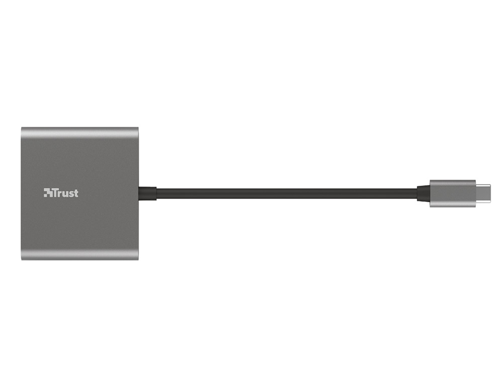 ADAPTADOR TRUST DALYX 3 EN 1 MULTIPUERTO USB-C / USB-A USB-C HDMI 2.0 COLOR ALUMINIO