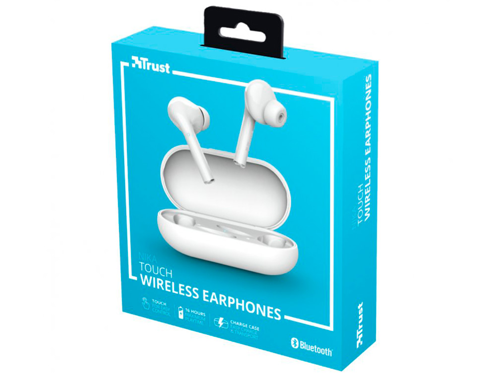 AURICULAR TRUST NIKA INALAMBRICO BLUETOOTH CON ESTUCHE DE CARGA COLOR BLANCO