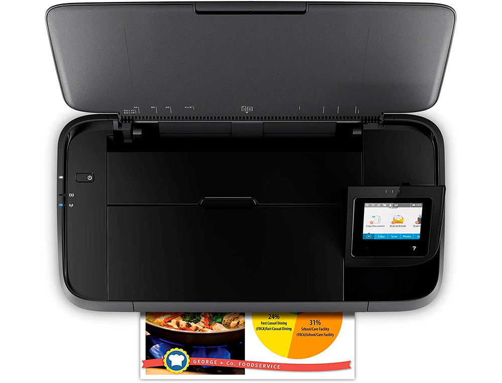 EQUIPO MULTIFUNCION PORTATIL HP OFFICEJET 250 WIFI 4800X1200 TINTA 10 PPM NEGRO 7 COLOR PPM ESCANER COPIADORA