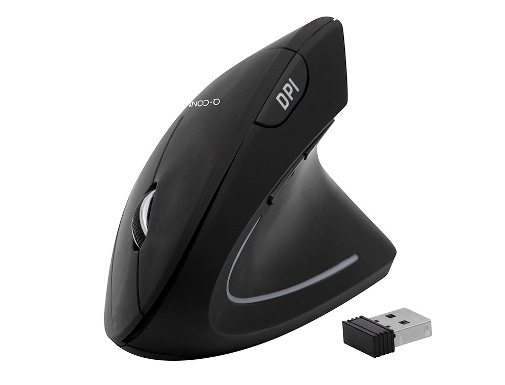 RATON Q-CONNECT OPTICO INALAMBRICO ERGONOMICO VERTICAL DPI 800/1200/1600 PILAS AAA NEGRO