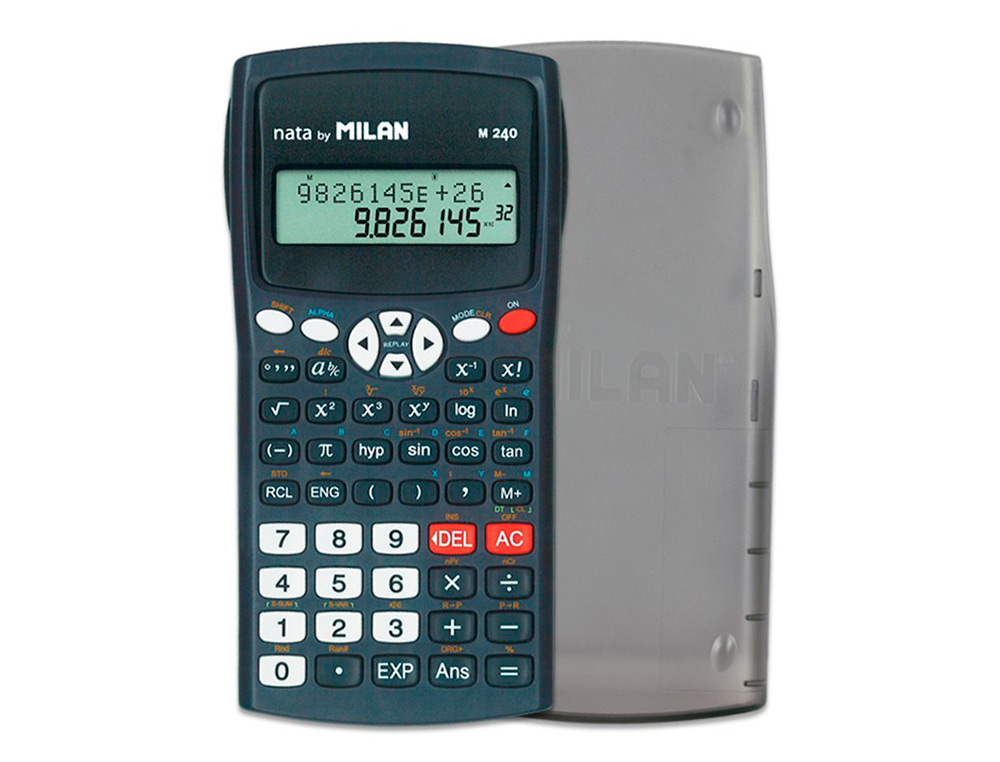 CALCULADORA MILAN CIENTIFICA M240 BLACK 2 LINEAS 240 FUNCIONES 10+2 DIGITOS COLOR NEGRA CON TAPA COLOR GRIS