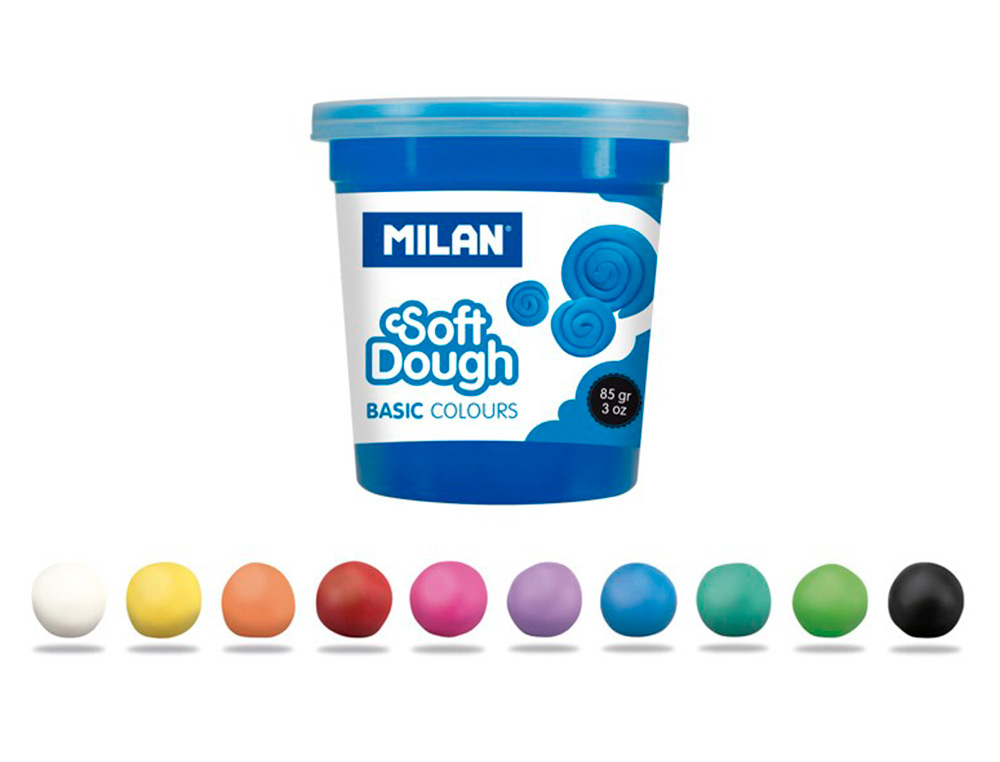 PASTA MILAN PARA MODELAR SOFT DOUGH BASIC 85 G CAJA DE 10 BOTES COLORES SURTIDOS