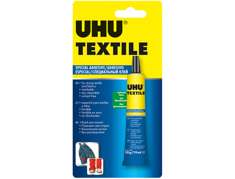 PEGAMENTO UHU ESPECIAL TEXTIL TUBO 20 GR EN BLISTER