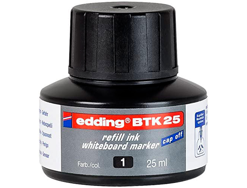 TINTA ROTULADOR EDDING PIZARRA BLANCA BTK-25 COLOR NEGRO BOTE 25 ML