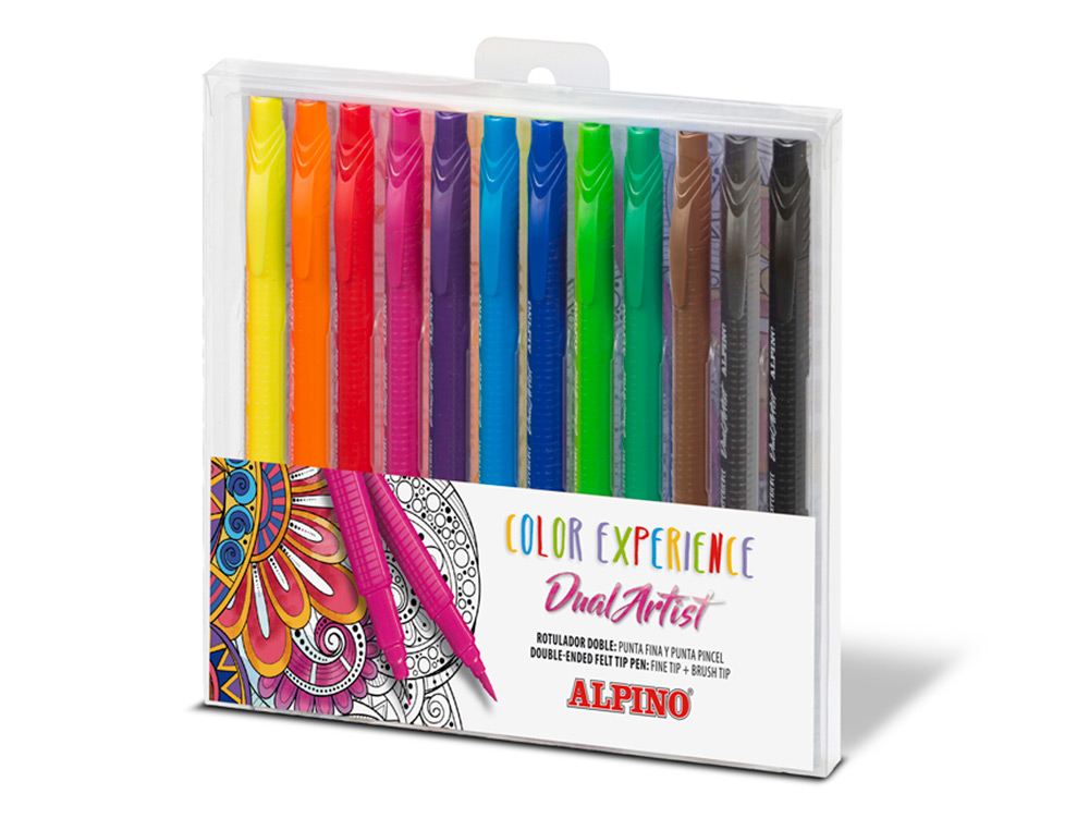 ROTULADOR ALPINO DUAL ARTIST COLOR EXPERIENCE ESTUCHE DE 12 UNIDADES COLORES SURTIDOS