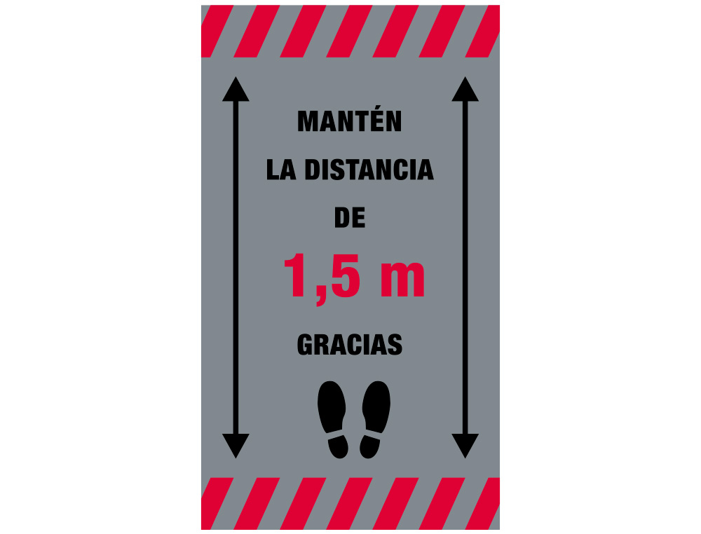 ALFOMBRA PARA SUELO DE PASO NOVUS MANTEN LA DISTANCIA DE 1,5 M GRACIAS FONDO GRIS 85X150 CM