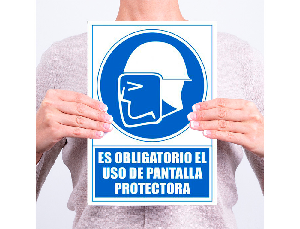PICTOGRAMA ARCHIVO 2000 OBLIGATORIO USO DE PANTALLA PROTECTORA PVC COLOR AZUL 210X297 MM