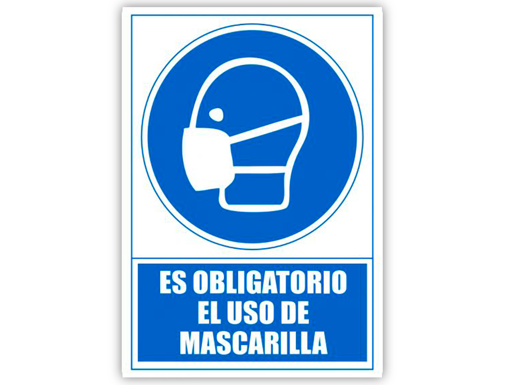PICTOGRAMA ARCHIVO 2000 OBLIGATORIO EL USO DE MASCARILLA PVC COLOR AZUL 210X297 MM