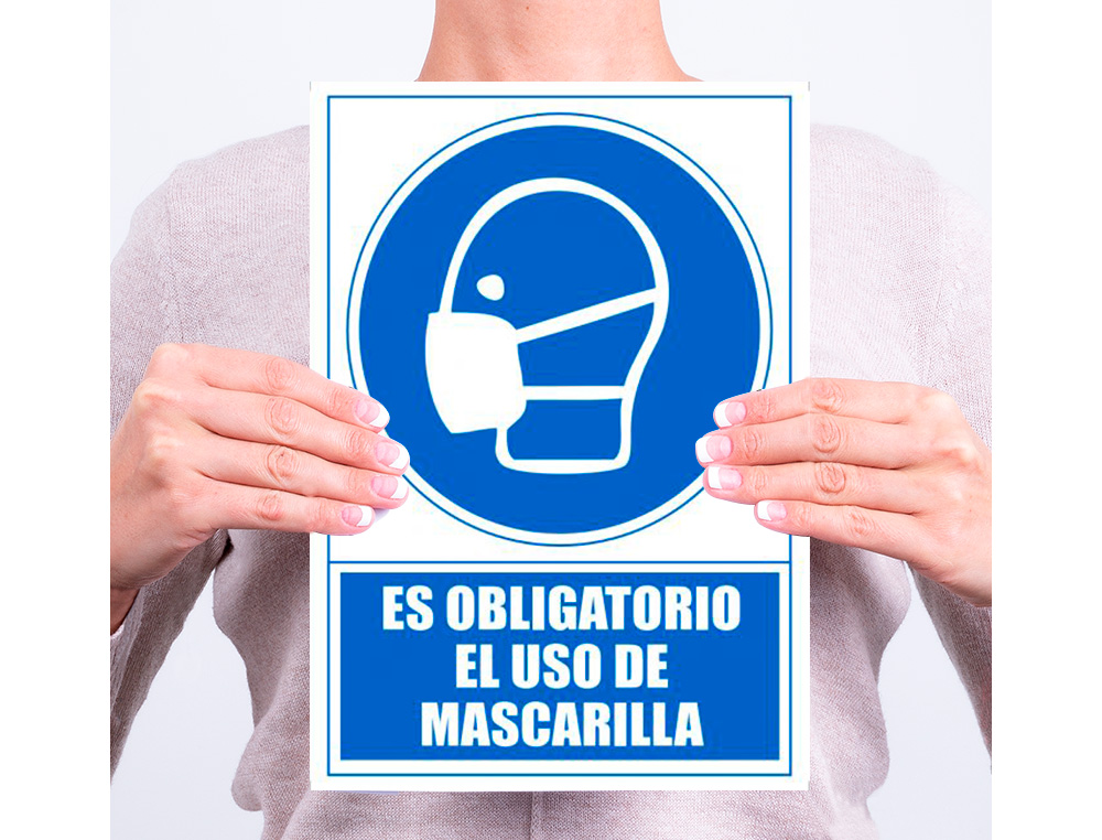 PICTOGRAMA ARCHIVO 2000 OBLIGATORIO EL USO DE MASCARILLA PVC COLOR AZUL 210X297 MM