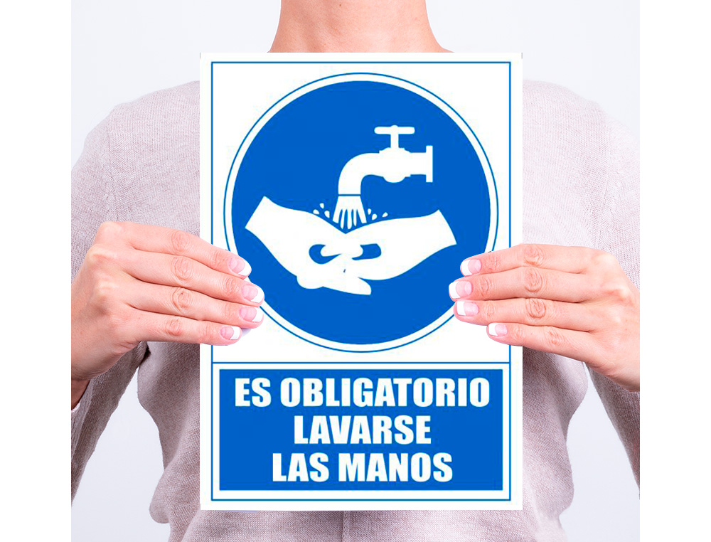 PICTOGRAMA ARCHIVO 2000 OBLIGATORIO LAVARSE LAS MANOS PVC COLOR AZUL 210X297 MM