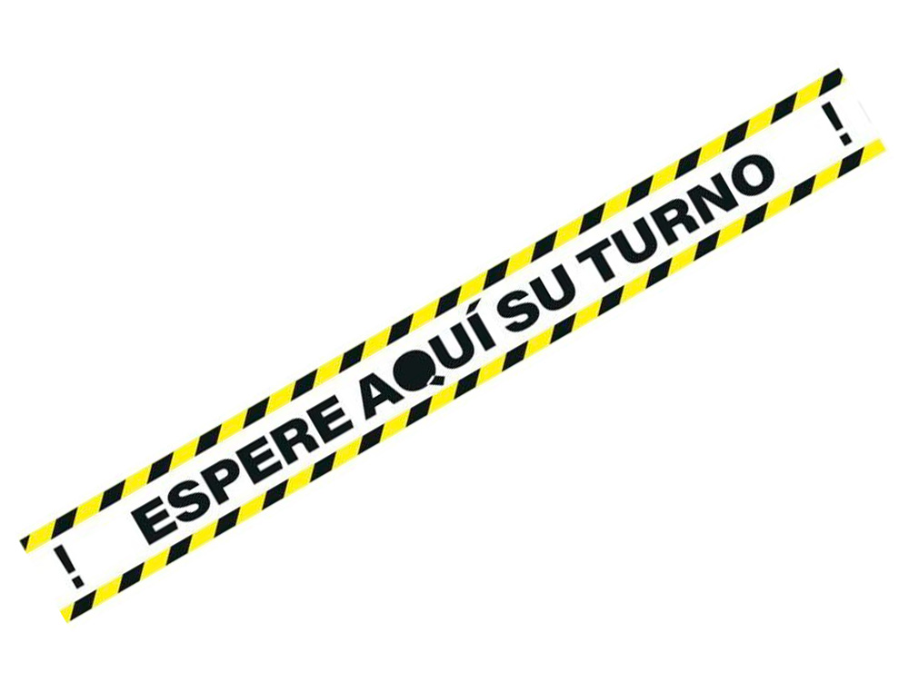 PICTOGRAMA ARCHIVO 2000 ESPERE SU TURNO MANTEGA LA DISTANCIA DE SEGURIDAD VINILO ADHESIVO AMARILLO 100X700 MM