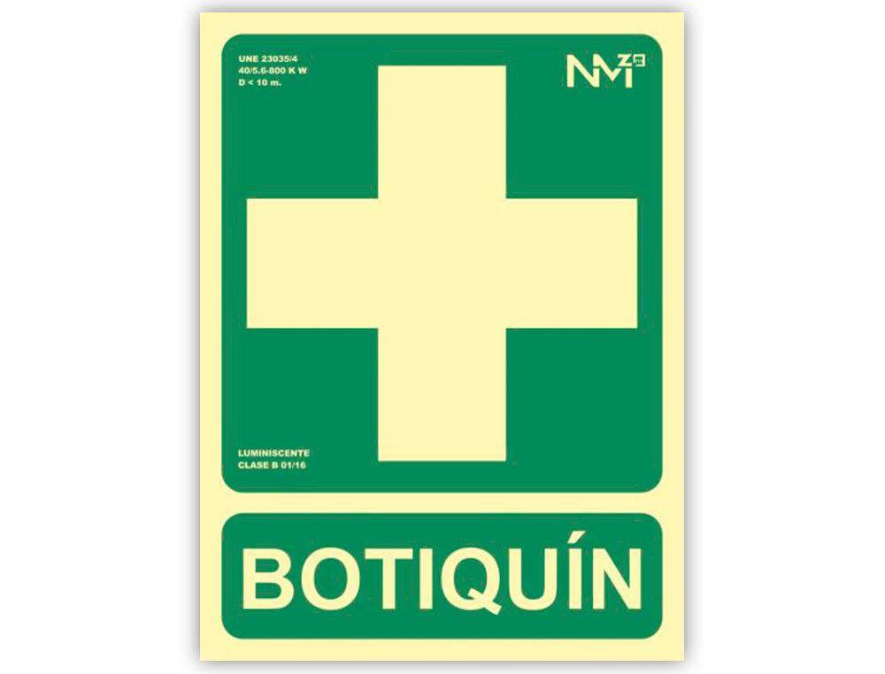 PICTOGRAMA ARCHIVO 2000 BOTIQUIN PVC VERDE LUMINISCENTE 224X300 MM