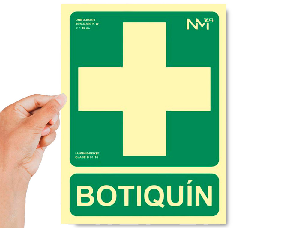 PICTOGRAMA ARCHIVO 2000 BOTIQUIN PVC VERDE LUMINISCENTE 224X300 MM