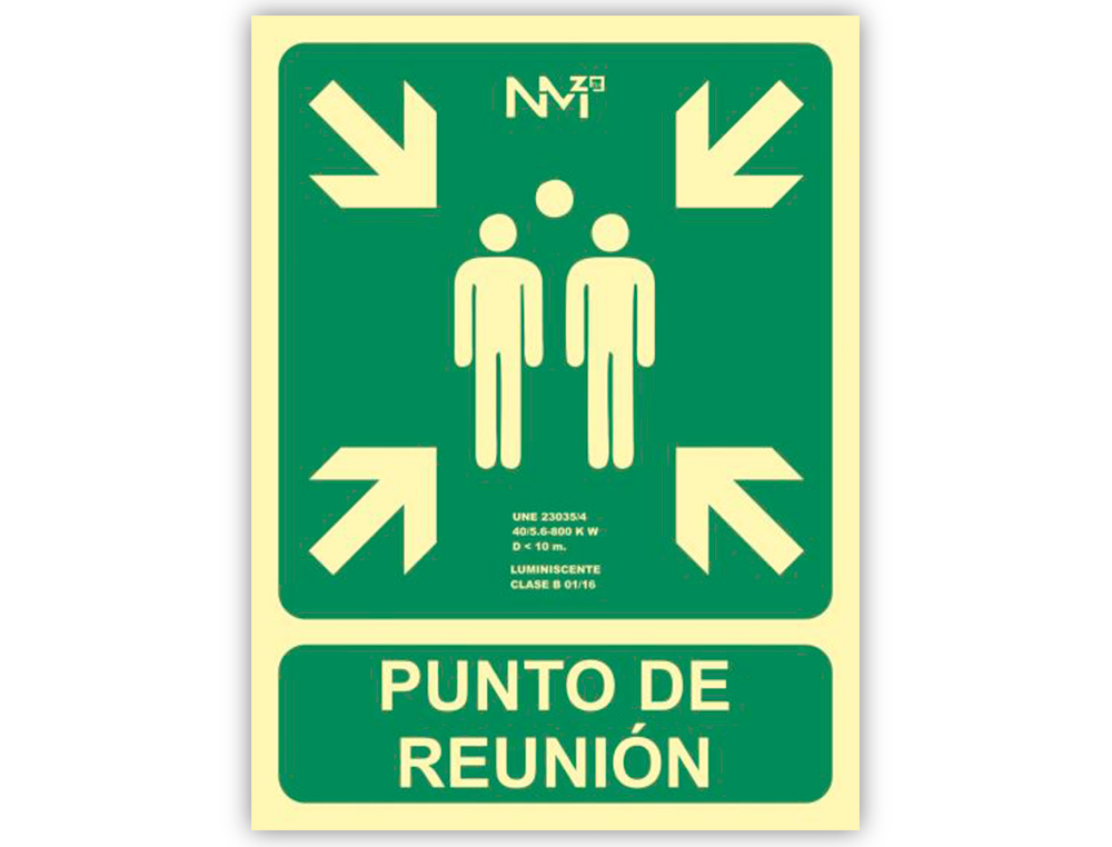PICTOGRAMA ARCHIVO 2000 PUNTO DE REUNION PVC VERDE LUMINISCENTE 224X300 MM